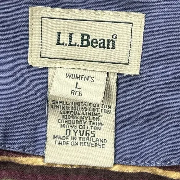 LL Bean Chore Duster Coat Womens Large Blue Canvas Barn Jacket Aztec Lined - Picture 6 of 14